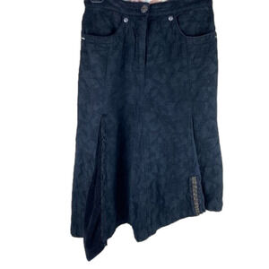 Blue Willis I Asymetrical I  Black I Textured I Embroidered ISkirt